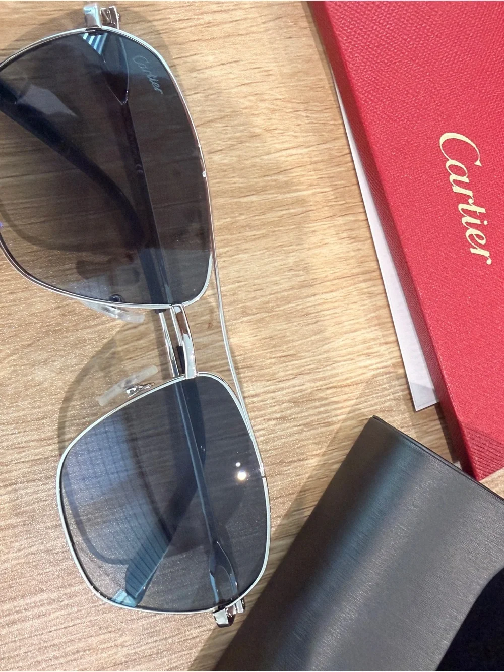 Cartier Black Sunglasses with Red Branded Case